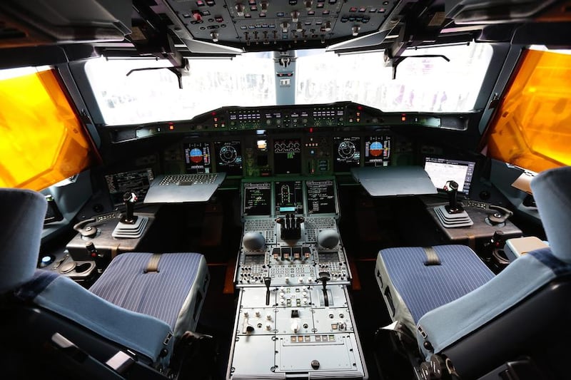 Instruments sit on the flight deck of an Airbus A380 operated by Qatar Airways. Jason Alden / Bloomberg