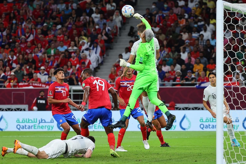 Costa Rica goalkeeper Keylor Navas punches the ball. AFP
