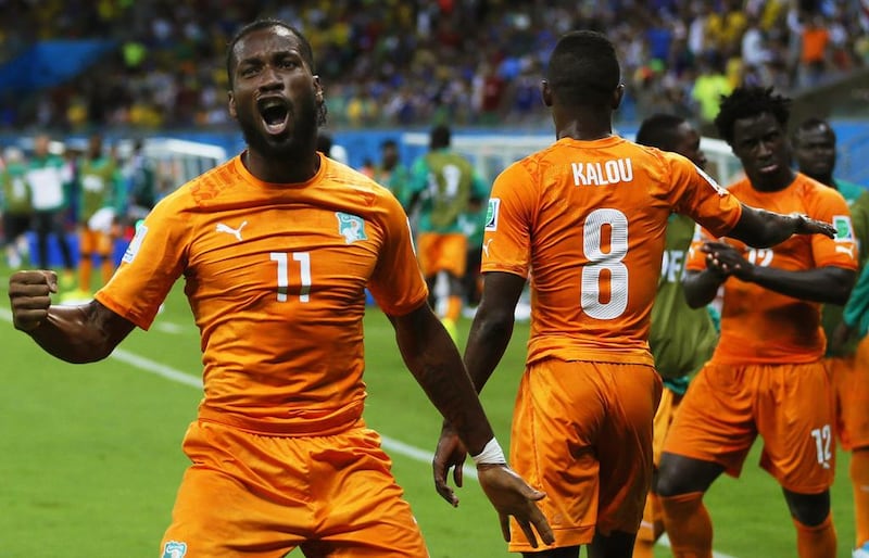 Didier Drogba celebrates Ivory Coast’s win. Youri Kochetkov / EPA