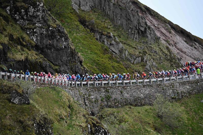 The pack rides on the first stage of the 71st Criterium du Dauphine cycling race between Aurillac and Jussac in France. AFP