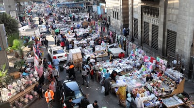 Egyptian street vendors on Port Said street in Cairo. EPA