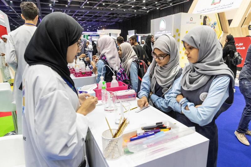 DUBAI, UNITED ARAB EMIRATES. 17 APRIL 2018. STANDALONE from the Think Science fair. Khalifa University stand.(Photo: Antonie Robertson/The National) Journalist: None. Section: National.