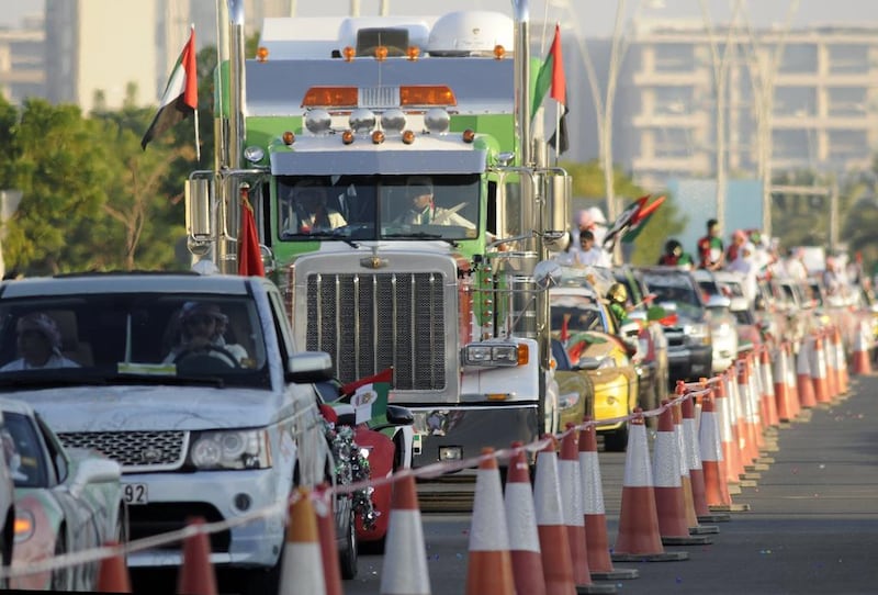 Mannequins, sculptures, spray paint, jewels, stickers and national flags adorned the vehicles that rolled into Yas Island for the celebrations.