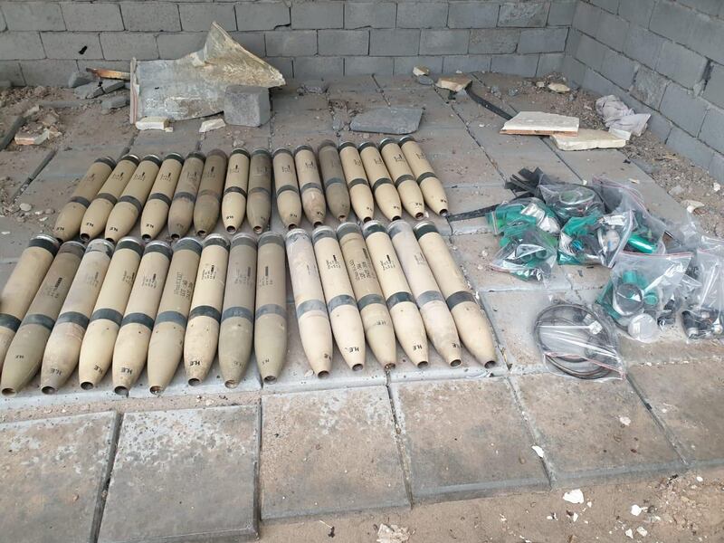 Unused Katyusha rockets found by the Iraqi Army are seen f Umm al-Izam. REUTERS