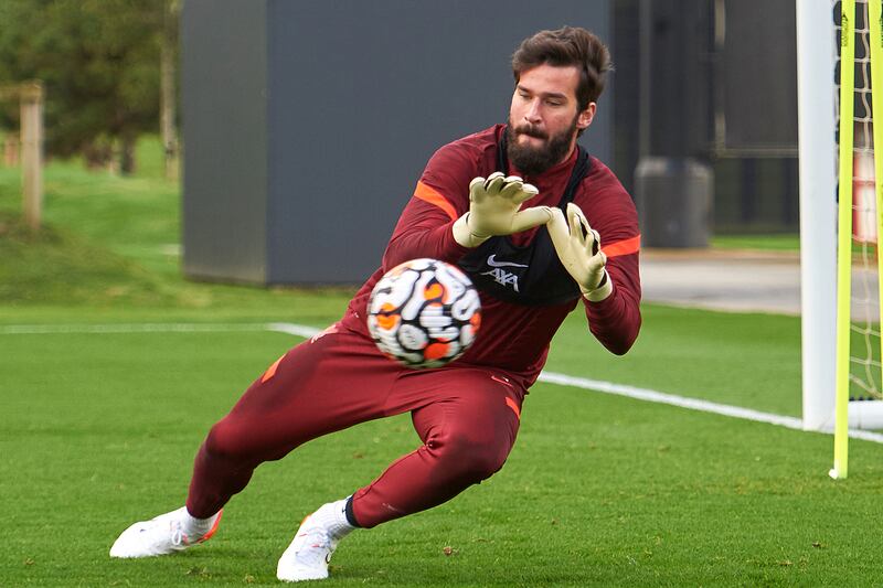 Goalkeeper Alisson Becker during the training session.