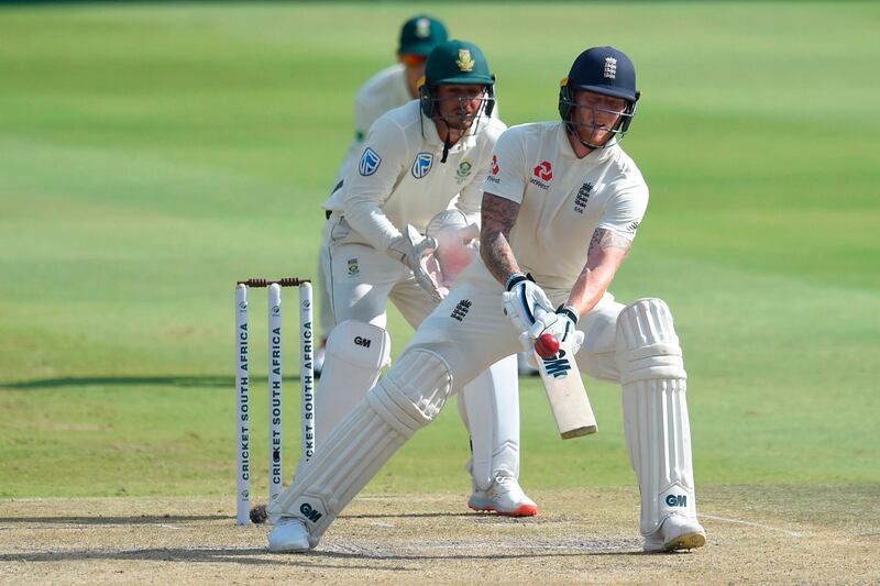 Ben Stokes plays a ramp shot . AFP