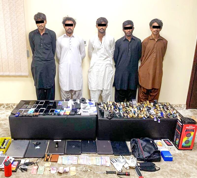 Five men were arrested in Sharjah in connection with a string of shop raids. Photo: Sharjah Police