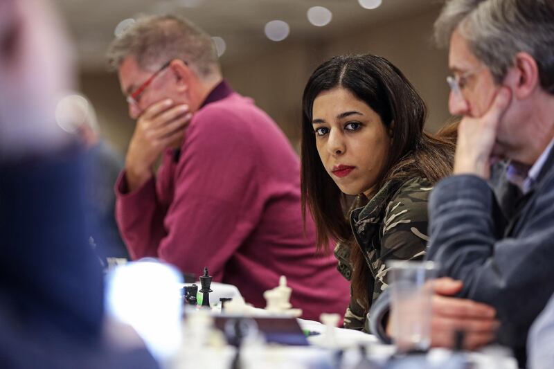 MAIDENHEAD, UNITED KINGDOM - FEBRUARY 8: Iranian chess arbiter Shohreh Bayat competes in a Four Nations Chess League tournament at a Holiday Inn on February 07, 2020 in Maidenhead, England.  Ms. Bayat, an arbiter with the chess governing body FIDE, was presiding over a tournament in China in January when a picture of her appearing not to wear a hijab circulated in Iranian media. Commentary in the press and online accused her of flouting Iranian law, which requires women to wear a headscarf when appearing in public. Seeing this response, Ms. Bayat quickly grew afraid of returning to her country, worried she would be arrested. She is now staying with friends in the United Kingdom, where she says she is considering her options, unsure of what the future holds. (Photo by Hollie Adams/Getty Images)