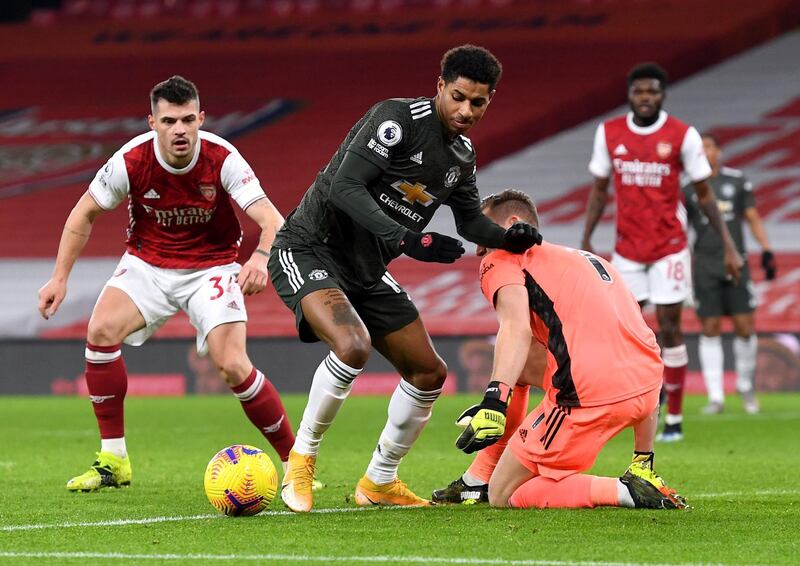 Marcus Rashford - 6. Hasn’t scored against Arsenal since his debut nearly five years ago. Paused and then took several touches with a chance just before half time. Fast but hesitant in front of goal. Shot into the side of the goal a minute before he was brought off after 79. PA