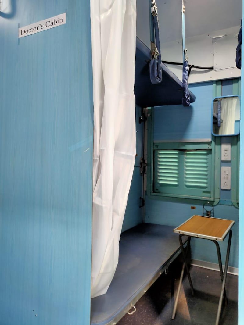 An Indian Railways train carriage converted into a ward for coronavirus patients. courtesy: Indian Railways