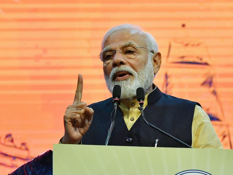 This handout photograph released by India's Press Information Bureau (PIB) and taken on January 12, 2020 shows India's Prime Minister Narendra Modi addressing a gathering on the occasion of the 150 years of the Kolkata Port Trust, in Kolkata, during his two-day official visit to Bengal.  - RESTRICTED TO EDITORIAL USE - MANDATORY CREDIT "AFP PHOTO / PIB" - NO MARKETING NO ADVERTISING CAMPAIGNS - DISTRIBUTED AS A SERVICE TO CLIENTS -
 / AFP / PIB / Handout / RESTRICTED TO EDITORIAL USE - MANDATORY CREDIT "AFP PHOTO / PIB" - NO MARKETING NO ADVERTISING CAMPAIGNS - DISTRIBUTED AS A SERVICE TO CLIENTS -
