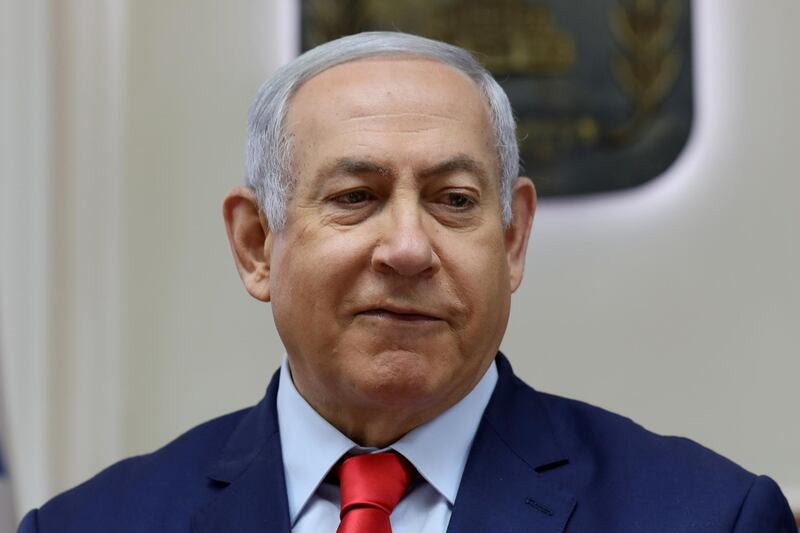Israeli Prime Minister Benjamin Netanyahu speaks at the start of the weekly cabinet meeting at his Jerusalem office May 12, 2019. Gali Tibbon/Pool via REUTERS