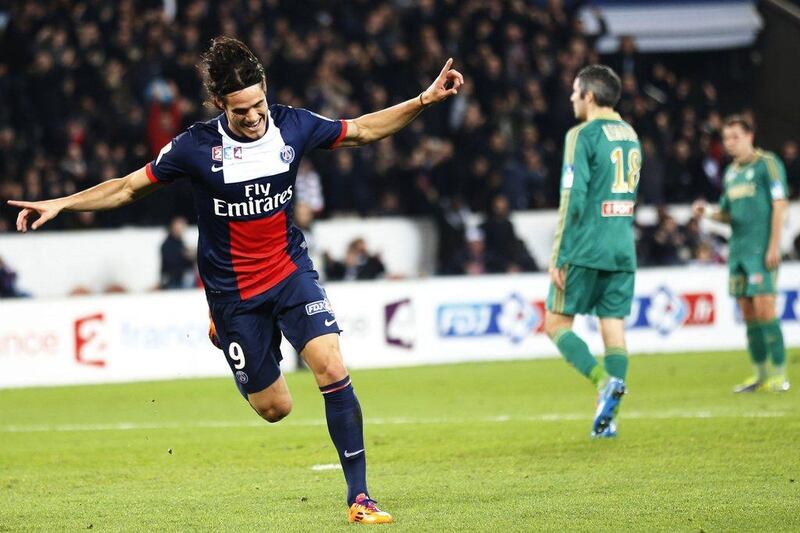 Edinson Cavani scored both of PSG's goals in a 2-1 win over win over St Etienne on Wednesday. Thomas Samson / AFP