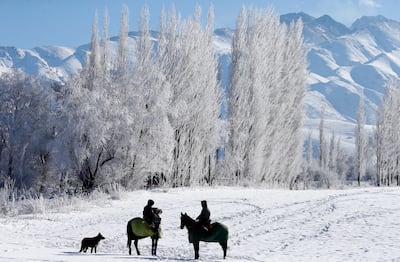 Snow-covered mountains near Bishkek make Kyrgyzstan an ideal pick for a wintry getaway.  EPA / Igor Kovalenko
