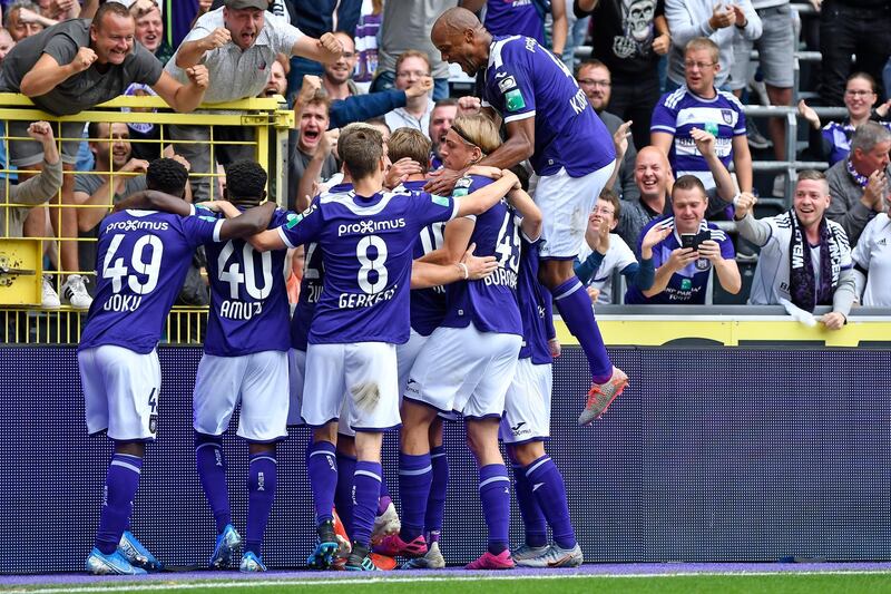 BRUSSELS, BELGIUM - JULY 28: Vincent Kompany of Anderlecht celebrates during the Jupiler Pro League match between RSC Anderlecht and KV Oostende at Lotto Park on July 28, 2019 in Brussels, Belgium. (Photo by Johan Eyckens/Isosport/MB Media/Getty Images)