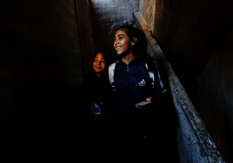 Farah and Lamees walk to the gym together. Reuters