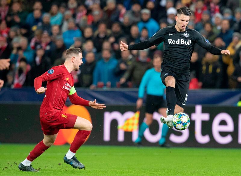 Salzburg's Hungarian midfielder Dominik Szoboszlai kicks the ball. AFP