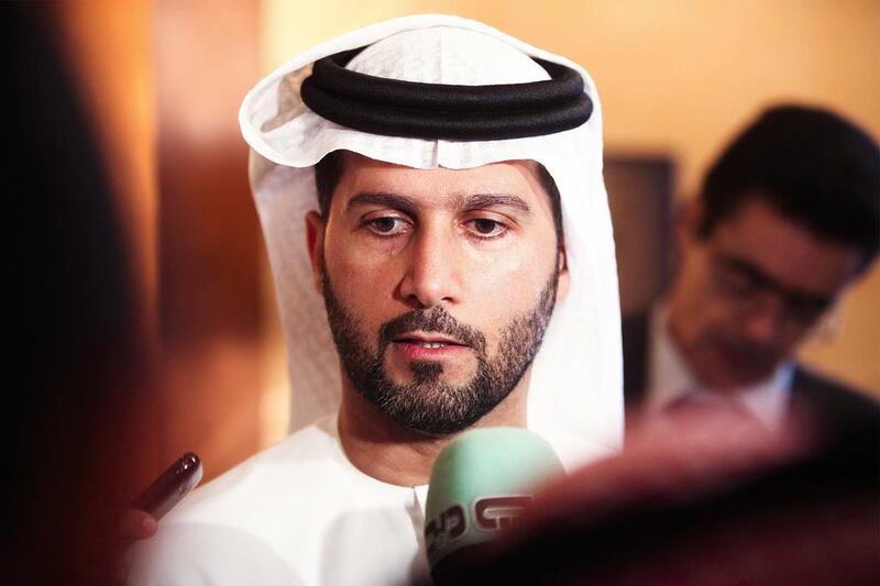 Mohammed Al Hammadi, chief executive of Enec, speaking at the conference yesterday. Lee Hoagland / The National