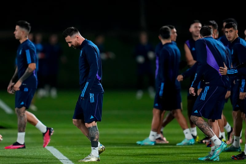 Argentina's Lionel Messi during training. AP