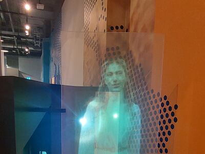 A hologram of Aphrodite, the ancient Greek goddess of love, welcomes guests to the Cyprus pavilion. Photo: Selina Denman