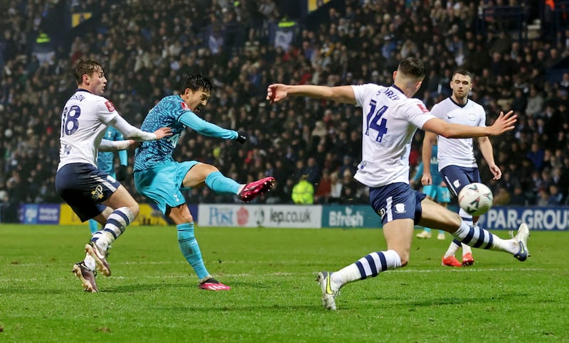 Son Heung-min scores the second goal. Action Images