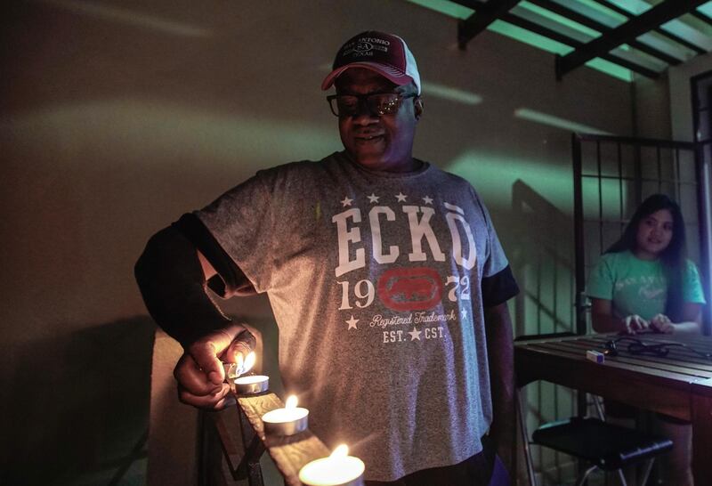 Abu Dhabi, United Arab Emirates, March 28, 2020. 
Abu Dhabi residents participating  on earth hour at Khalifa City.
Victor Besa / The National
Section:  NA