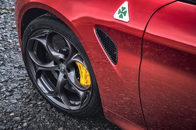 It comes standard with giant 361mm front and 351mm rear vented disc brakes. Alfa Romeo