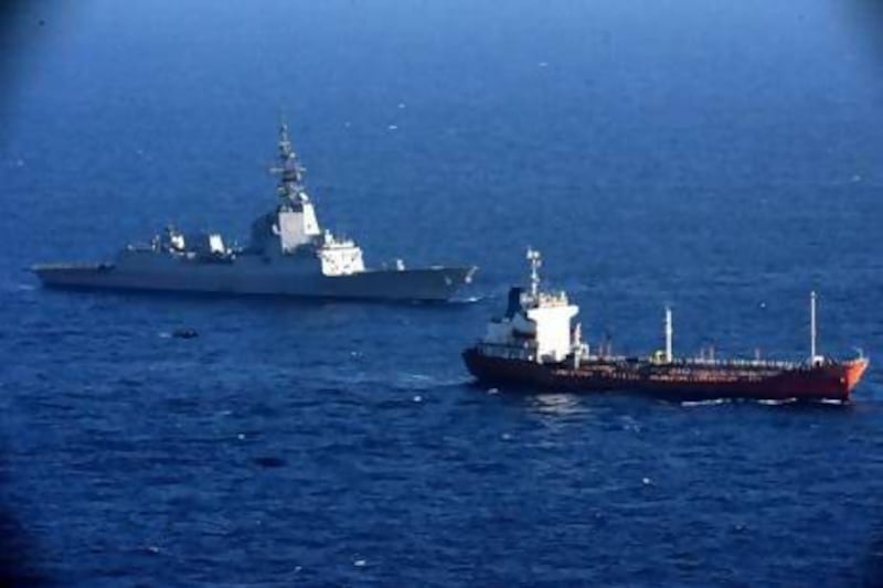 The European Union Naval Force (EU Navfor) flagship Mendez Nunez approaches MV Royal Grace. Courtesy of EU Navfor