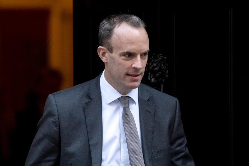 epa07080675 Britain's Secretary of State for Exiting the European Union Dominic Raab leaves a Cabinet Meeting in 10 Downing Street, central London, Britain, 09 October 2018.  EPA/WILL OLIVER