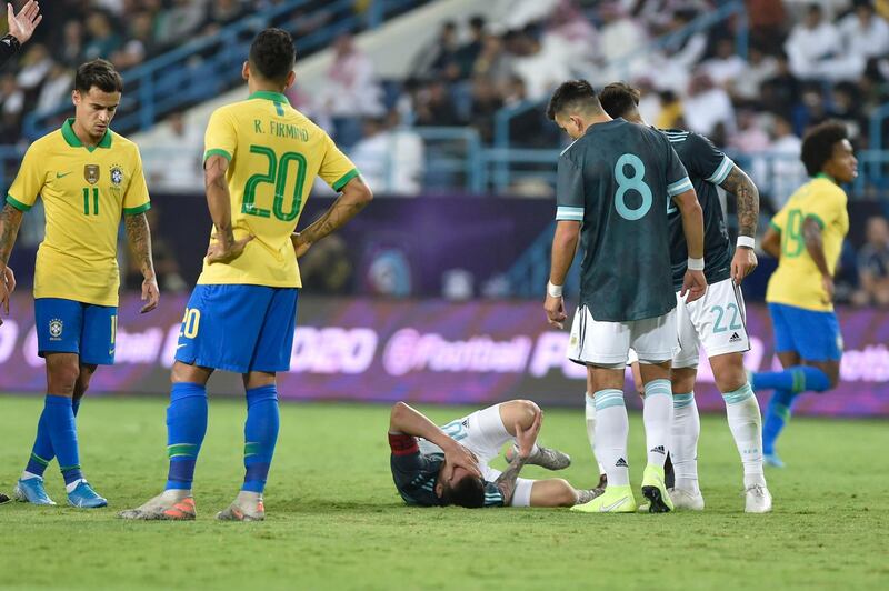 Messi was the star of the show but was on the end of some rough treatment from the Brazil players. AP