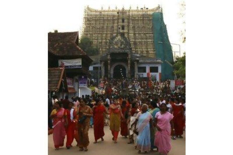 Sree Padmanabhaswamy temple, Thiruvananthapuram, where a treasure trove of gold, diamonds and precious stones hidden for centuries was discovered in underground vaults. Sivaram V / Reuters