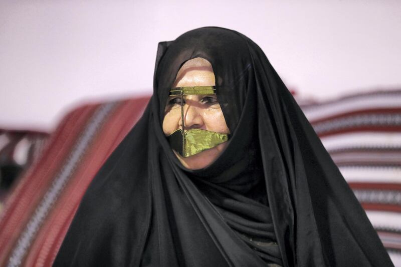 Dibba, United Arab Emirates - June 26, 2019: Fatima Saeed. Al Hosn fish salting festival. Wednesday the 26th of June 2019. Dibba. Chris Whiteoak / The National