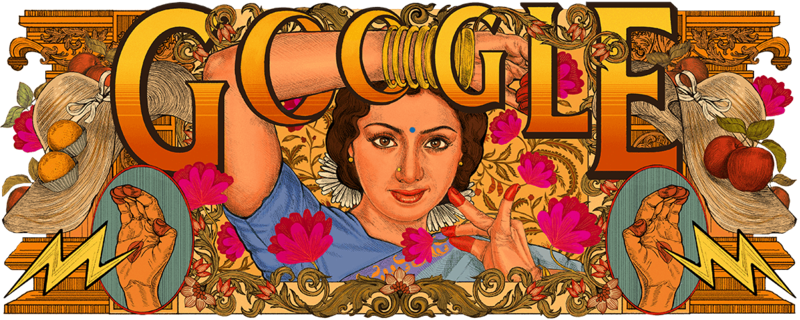 The Google Doodle celebrating actress Sridevi was created by Mumbai artist Bhumika Mukherjee. Photo: Google