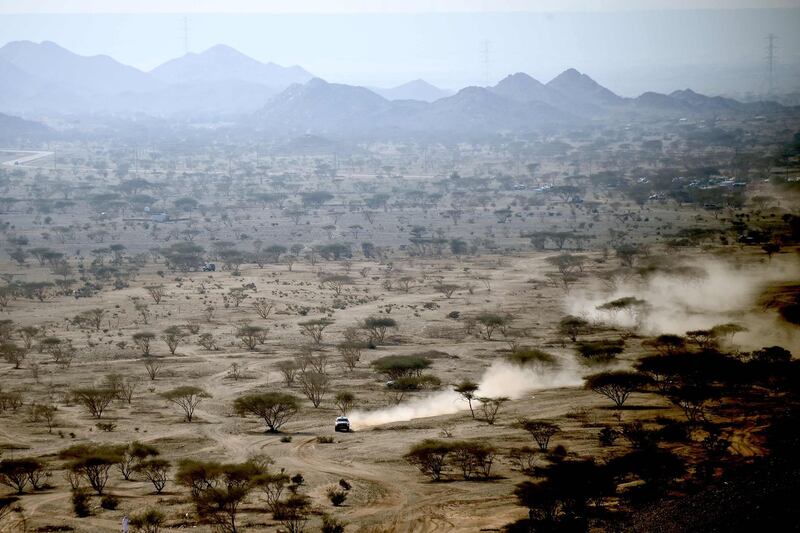 Toyota driver Nasser Al-Attiyah and his co-driver Mathieu Baumel  compete during the prologue near the Saudi city of Jeddah, on the eve of the 2021 Dakar Rally, on January 2. AFP