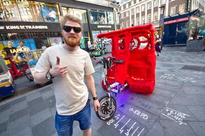 Melihcan Vuraler, also from Turkey, owns three pedicabs, two of which he rents out. Shahzad Sheikh for The National