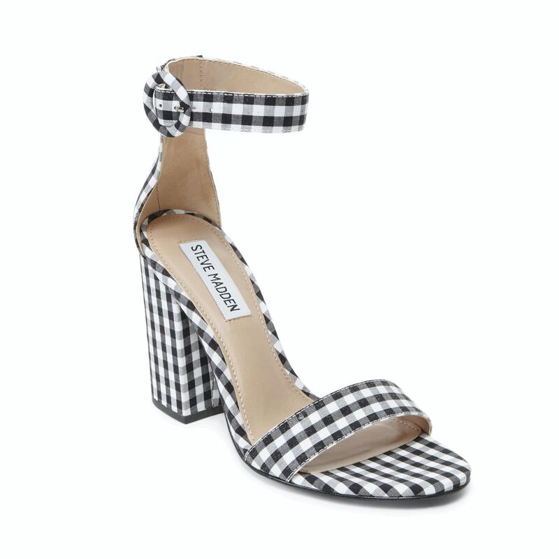 <p>Gingham is a very summery fabric, and these heels will look great with shorts as well as a summer dress;&nbsp;Dh329, Steve Madden&nbsp;</p>
