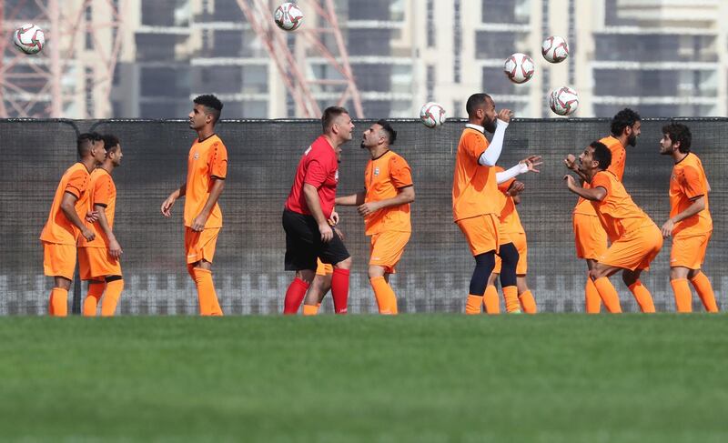 The Yemen football team take part in a training session in Abu Dhabi. AFP
