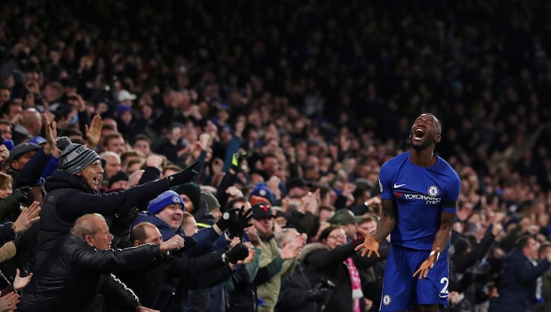 Antonio Rudiger celebrates scoring Chelsea's goal. Hannah McKay / Reuters