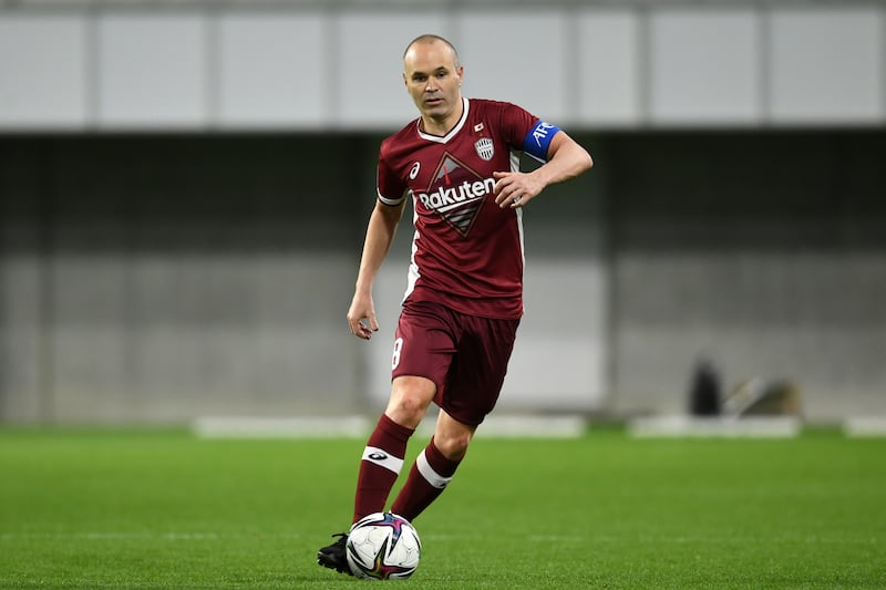Andres Iniesta has spent the past five years at Japanese club Vissel Kobe and will now ply his trade in the Adnoc Pro League. Getty Images