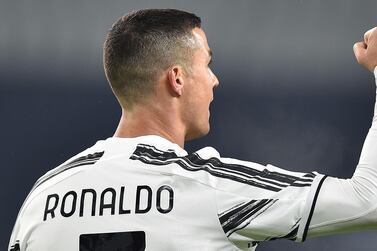 Cristiano Ronaldo celebrates scoring his second goal for Juventus against Udinese at the Allianz Stadium in Turin. EPA