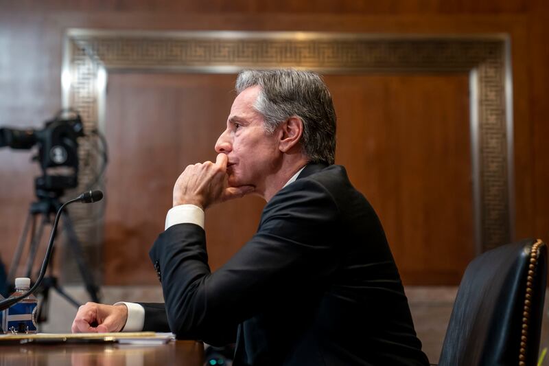 US Secretary of State Antony Blinken listens during a hearing of the Senate appropriations subcommittee on March 22. AP