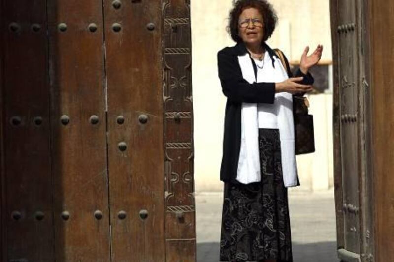 Sharjah, United Arab Emirates- November 02, 2011:  Dr Parween Noori Arif, Folklore Expert, Directorate of Heritage gestures during the  tour at  the Heritage Area  in Sharjah .  ( Satish Kumar / The National )