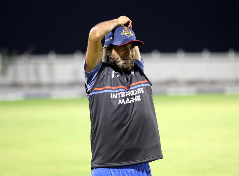 Dubai, United Arab Emirates - Reporter: Paul Radley. Sport. Cricket. Imran Tahir, South Africa and IPL star, playing local cricket in the UAE for Interglobe Marine. Monday, March 15th, 2021. Dubai. Chris Whiteoak / The National