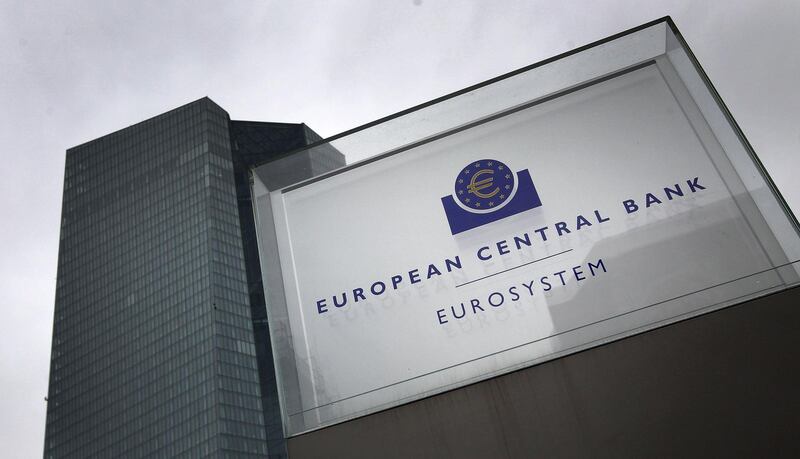 (FILES) In this file photo taken on March 12, 2020 The headquarters of the European Central Bank (ECB) is pictured in Frankfurt am Main, western Germany, on March 12, 2020. The European Central Bank on Wednesday announced a surprise 750-billion-euro scheme to purchase government and corporate bonds, as it joined other central banks in stepping up efforts to contain the economic damage from the coronavirus. / AFP / Daniel ROLAND
