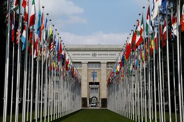 Flags are pictured outside the United Nations in Geneva, Switzerland. There may be a renewed appetite for multilateralism. Reuters