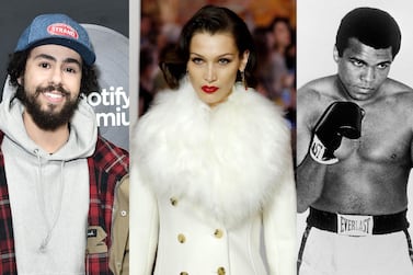Ramy Youssef, Bella Hadid and Muhammad Ali have all spoken about their Muslim faith. AFP