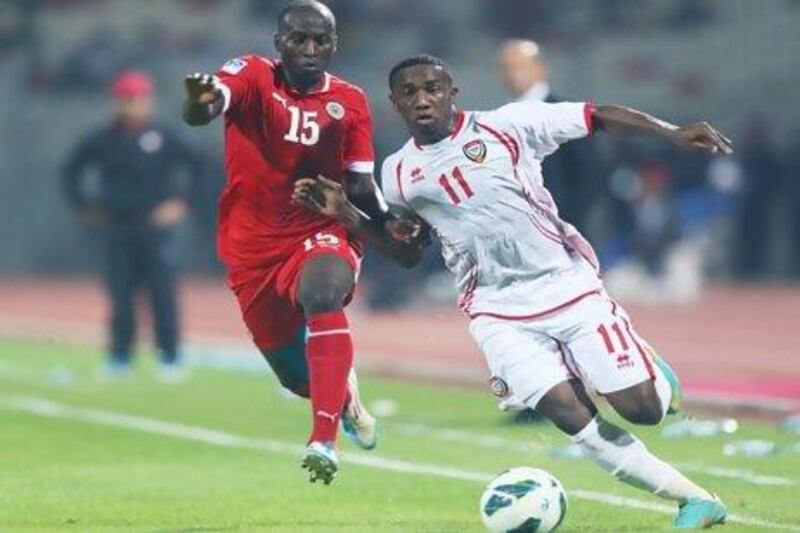 Ahmed Khalil, left, is the first-choice striker for the UAE but has yet to score in the competition. Marwan Naamani / AFP