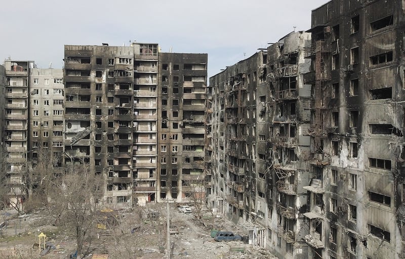 Damaged residential buildings in the southern port city of Mariupol. Reuters