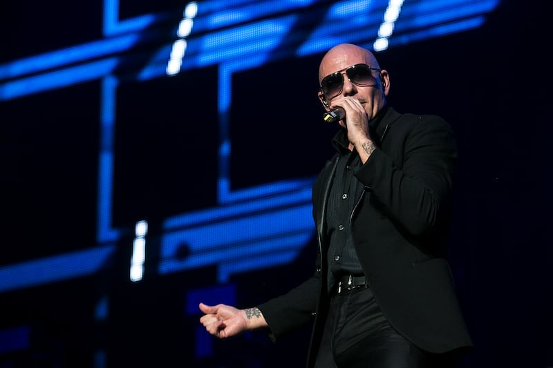 Abu Dhabi, United Arab Emirates. November 24, 2016///Singer Pitbull performing at the Du Arena. Abu Dhabi, United Arab Emirates. Mona Al Marzooqi/ The National ID: 42322Reporter: Rob Garratt Section: Arts & Life  *** Local Caption ***  161124-MM-Pitbull-011.JPG