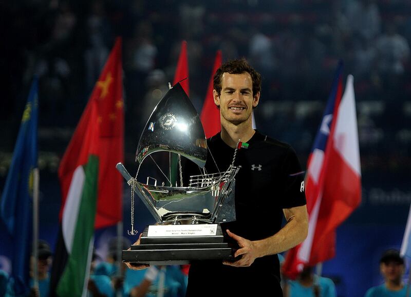 Dubai, 04, March, 2017:  World No:1 Andy Murray poses with the trophy after winning the  Men's finals of the Dubai Duty Free  Tennis Championship  in Dubai. ( Satish Kumar / The National ) *** Local Caption ***  SK-Tennis-04032017-018.jpg
